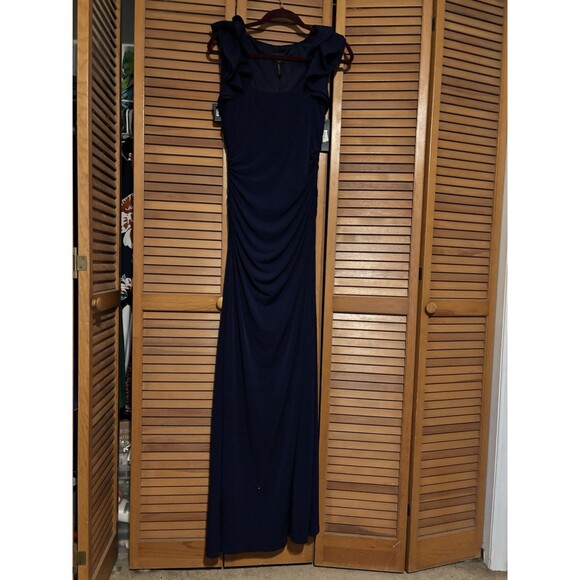 LAUNDRY BY SHELLI SEGAL Vintage 1990's   Navy Blue  Gown SIze 12 Nwt - Picture 4 of 8